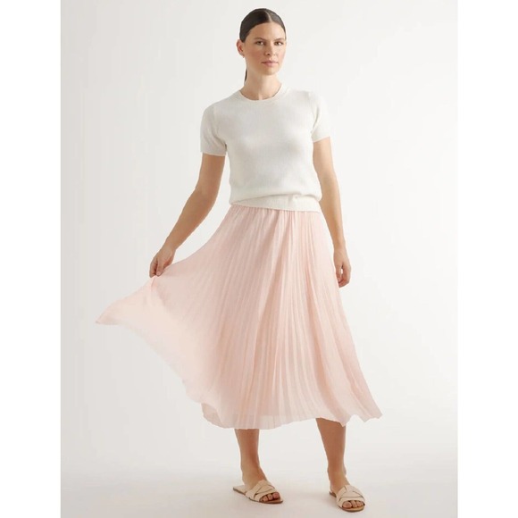 Quince Dresses & Skirts - Quince Chiffon Pleated Midi Soft Pink Skirt Small